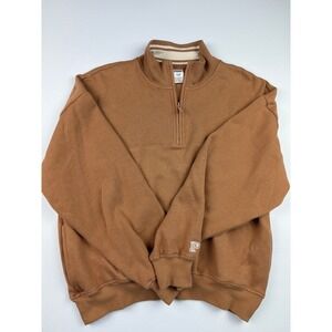 Victoria's Secret PINK Quarter Zip Sweatshirt Camel Brown Mock Neck Pullover S